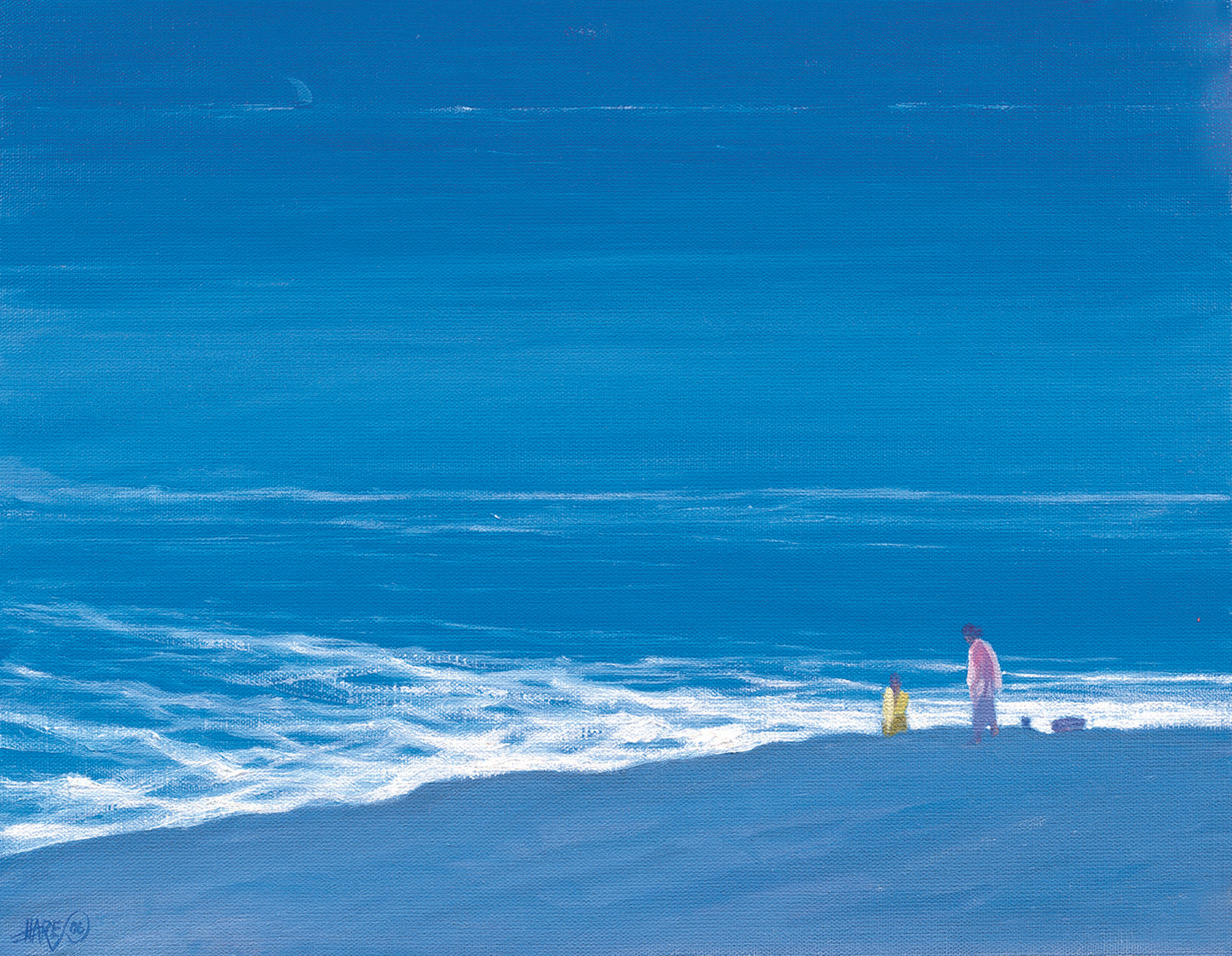 Fisher Women Korvallum seascape painting by Derek hare