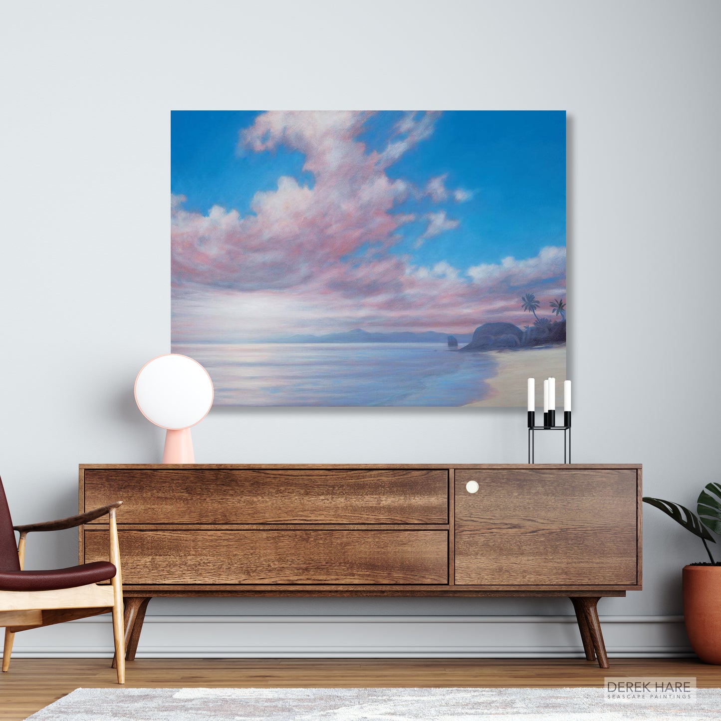 Coastal Wall Art, Seychelles Beach Art, Beach Painting, Ocean Wall Art, Tropical Beach art, Signed by Artist, Blue Sky Beach Canvas Art