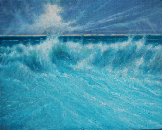 Atlantic Shore.30insx 24ins. 2019. Seascape painting by Derek Hare