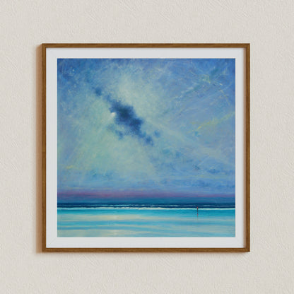 Breaking-light-seascape-painting-by-derek-hare-Beach Wall Art, Sky Canvas Art, Ocean Art Print, Seascape Painting, Blue Ocean Wall Art, Signed by Artist, Living Room Canvas Art