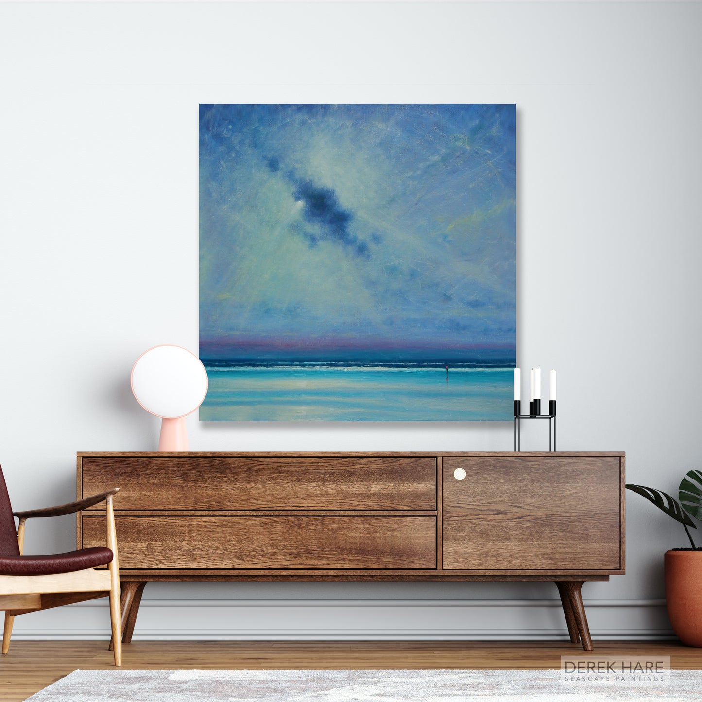 Breaking-light-seascape-painting-by-derek-hare-Beach Wall Art, Sky Canvas Art, Ocean Art Print, Seascape Painting, Blue Ocean Wall Art, Signed by Artist, Living Room Canvas Art