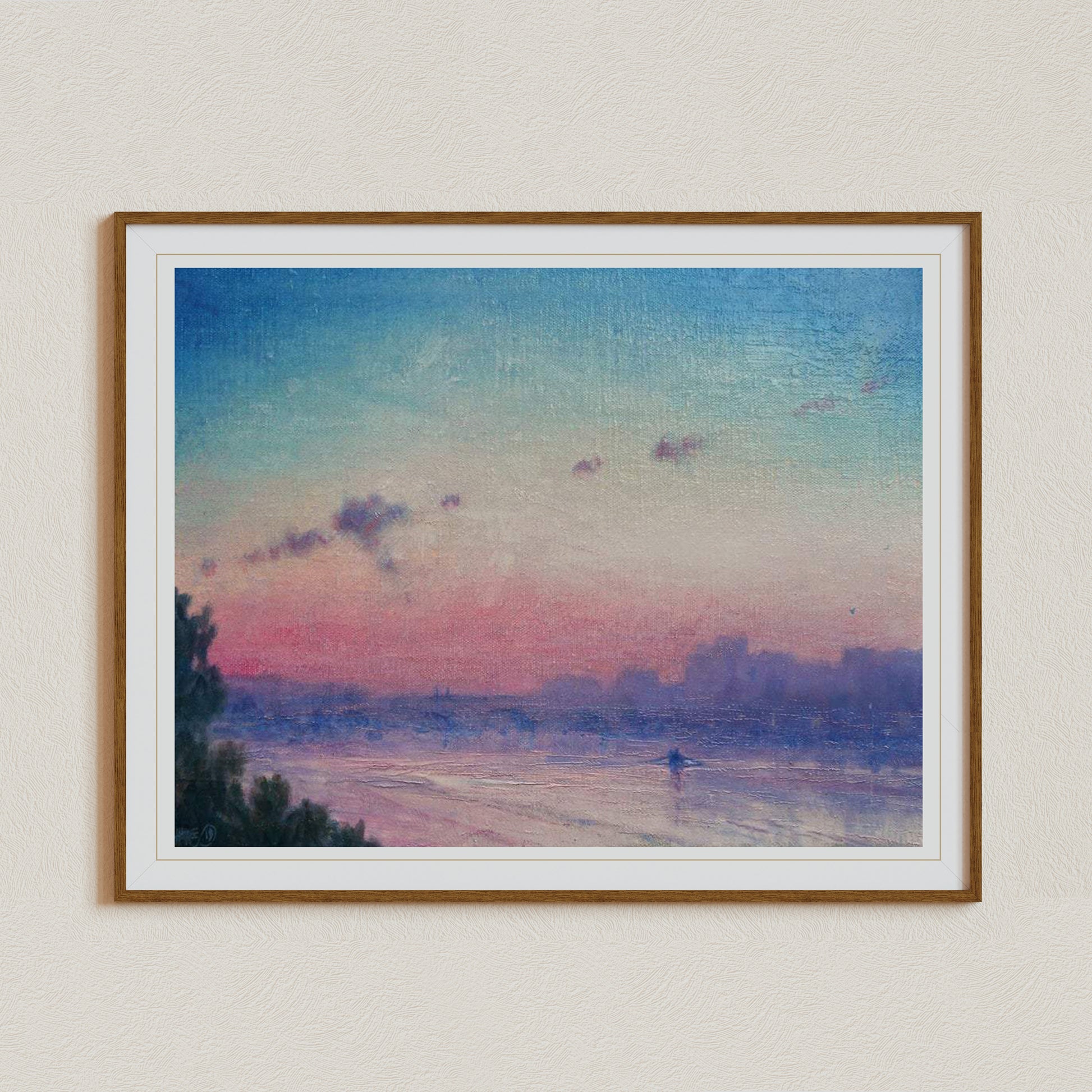 Scenery Canvas Art, Sunrise Wall Art, Seascape Painting, Ocean Painting, Living Room Art, Signed by Artist, River Thames Canvas Art