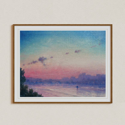 Scenery Canvas Art, Sunrise Wall Art, Seascape Painting, Ocean Painting, Living Room Art, Signed by Artist, River Thames Canvas Art