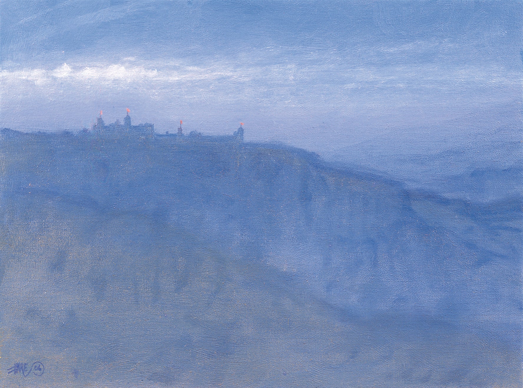 Hill Temple Rajasthan. Seascape painting by Derek Hare
