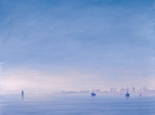 Mumbai Harbour seascape painting by Derek hare