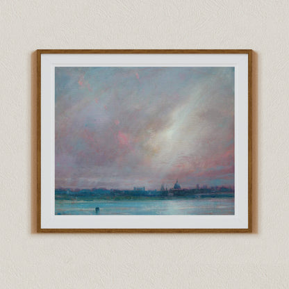 Seascape Canvas Painting, Ocean Wall Art, London Wall Art, St Paul's Cathedral painting. London Painting, Signed by Artist on the frame