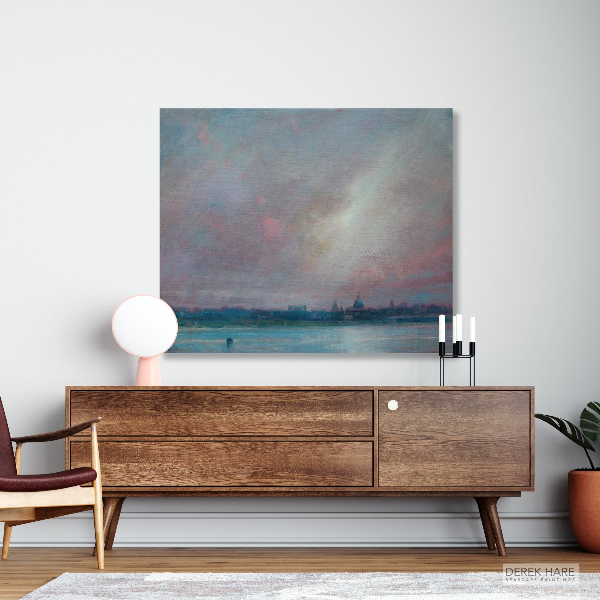 Seascape Canvas Painting, Ocean Wall Art, London Wall Art, St Paul's Cathedral painting. London Painting, Signed by Artist