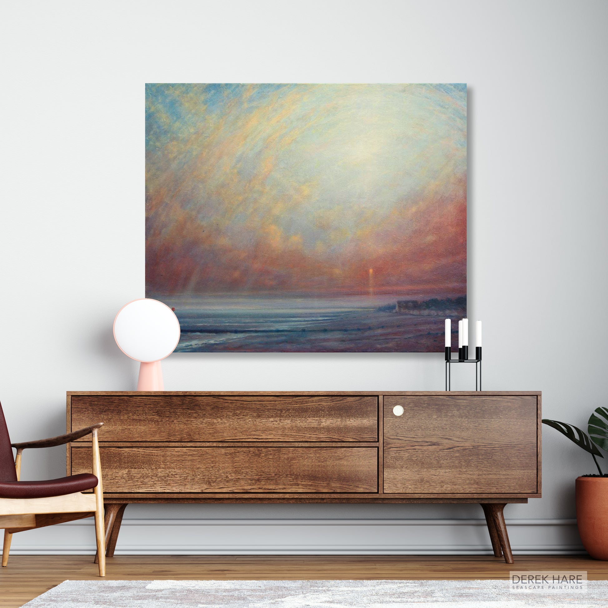 Seascape Canvas Painting, Ocean Wall Art, London Wall Art, St Paul's Cathedral painting. London Painting, beach shore wall art, Derek hare wall art
