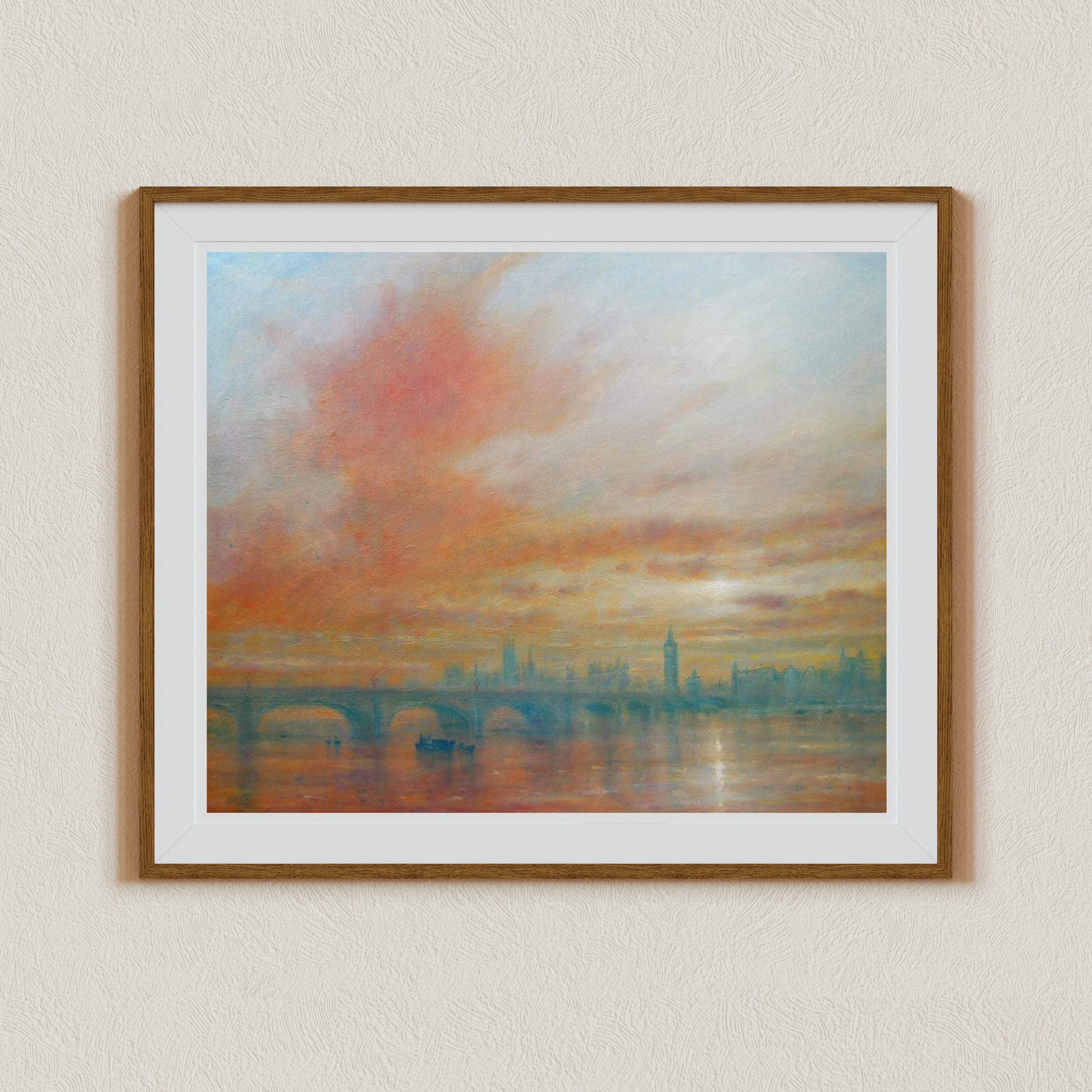 Seascape painting, Coastal art print, Seascape Canvas Art, Ocean Wall Art, UK Seascape Painting, Westminister Bridge, Sunset Art Prints, Signed by Artist, Limited Edition Art
