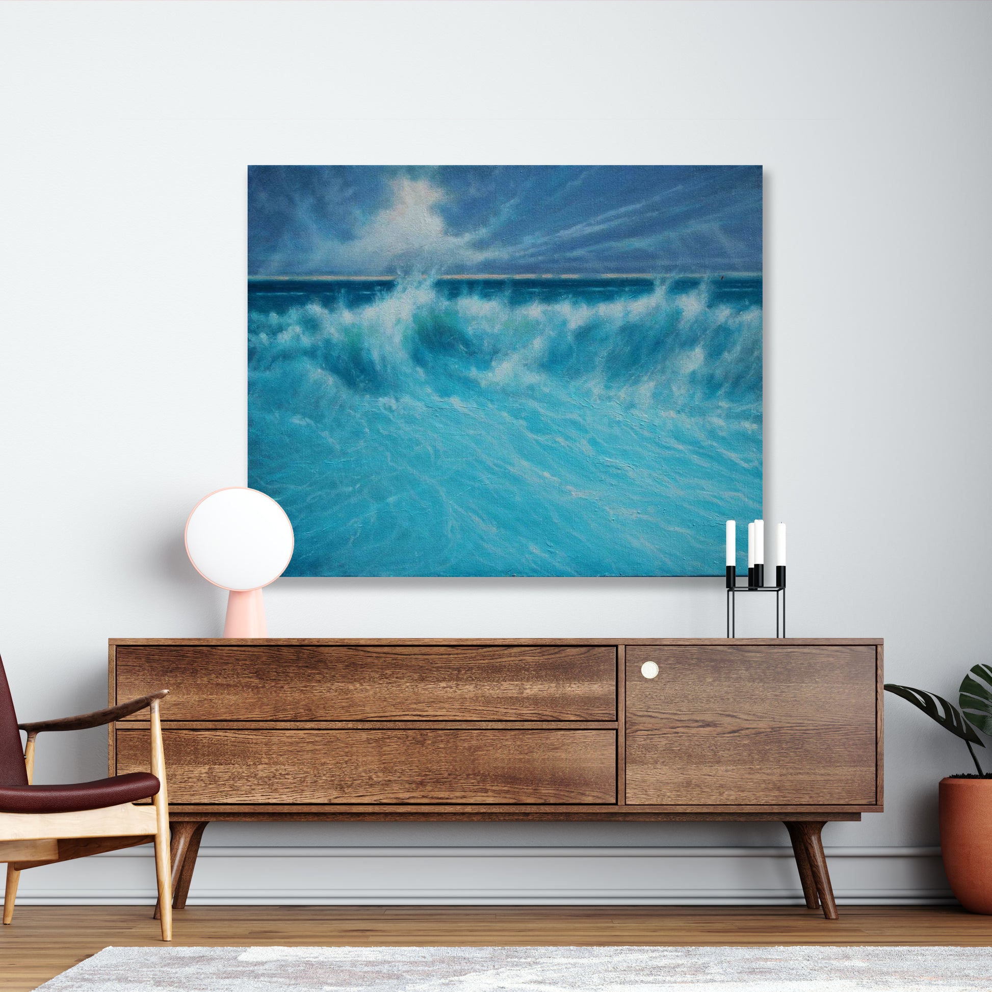 Ocean Canvas Art, Sea Wall Art, Seascape Painting, Ocean Painting, Rough Sea Art, Living Room Art, Signed by Artist, Beach Gift Art Painting