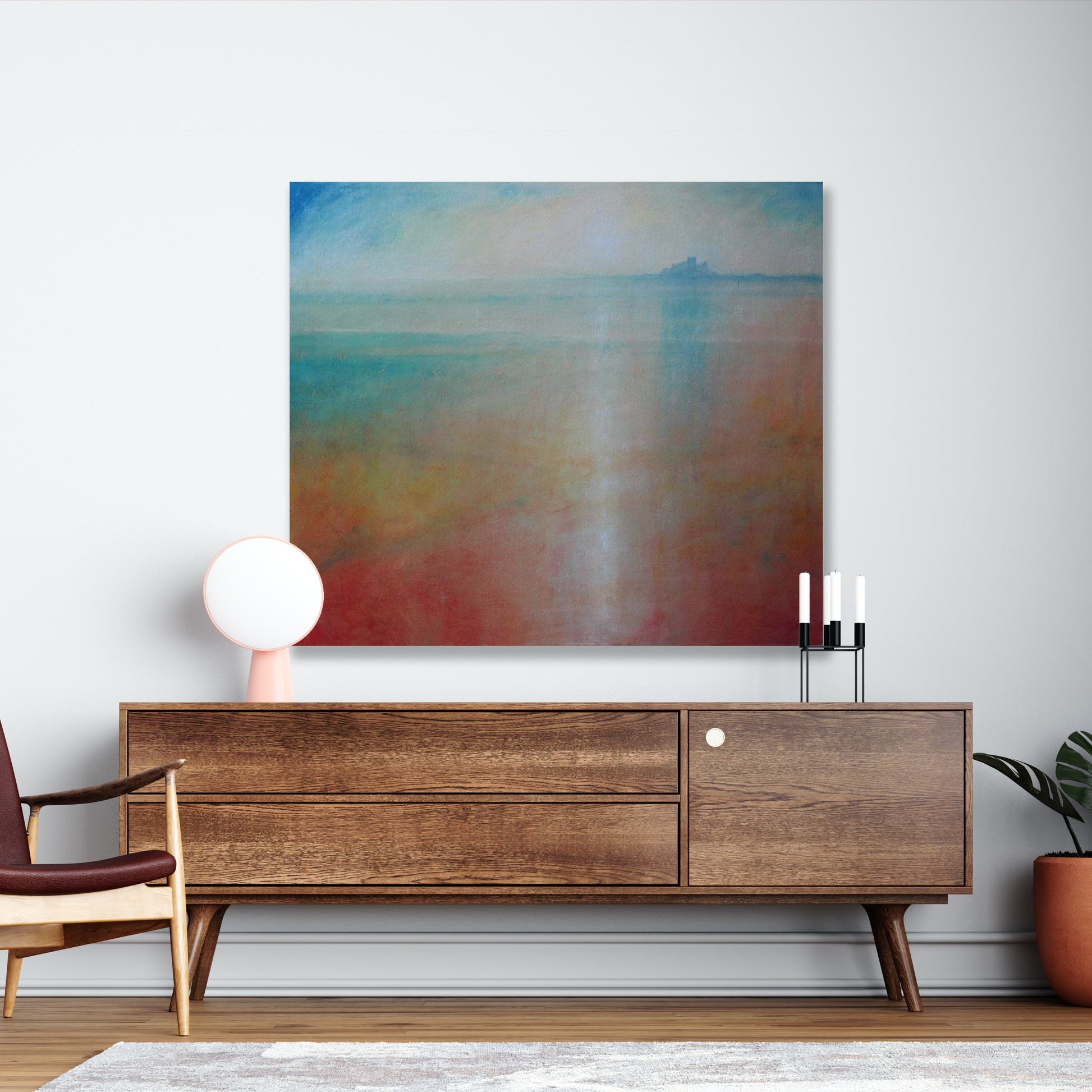 Sunset Canvas Art, Seascape Painting, Ocean Wall Art, Scenery Canvas Art Print, Sunset Art Prints, Bamburgh Wall Art, Signed by Artist