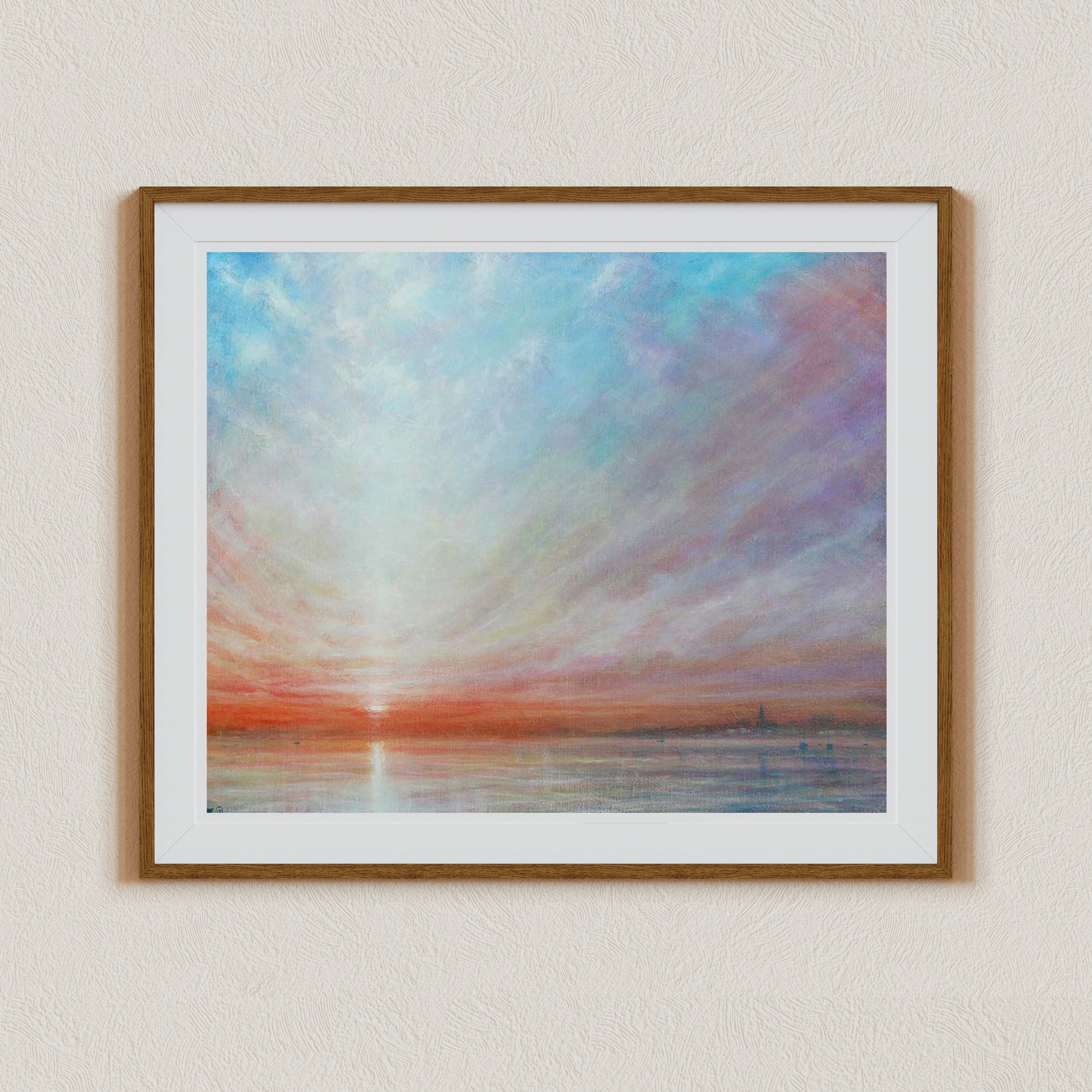 Seascape painting, Coastal art print, Seascape Canvas Art, Ocean Wall Art, UK Seascape Painting, harbour of Bosham, , Sunset Art Prints, Signed by Artist, Limited Edition Art