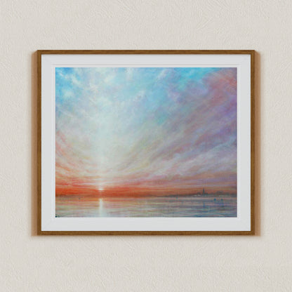 Seascape painting, Coastal art print, Seascape Canvas Art, Ocean Wall Art, UK Seascape Painting, harbour of Bosham, , Sunset Art Prints, Signed by Artist, Limited Edition Art