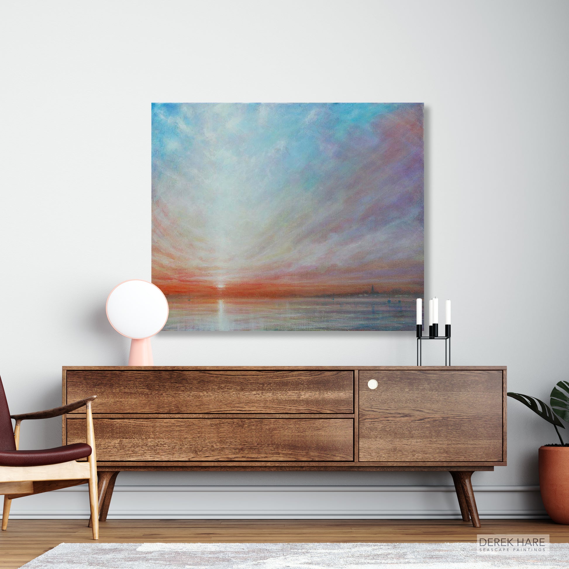 Seascape painting, Coastal art print, Seascape Canvas Art, Ocean Wall Art, UK Seascape Painting, harbour of Bosham, , Sunset Art Prints, Signed by Artist, Limited Edition Art
