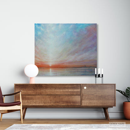 Seascape painting, Coastal art print, Seascape Canvas Art, Ocean Wall Art, UK Seascape Painting, harbour of Bosham, , Sunset Art Prints, Signed by Artist, Limited Edition Art